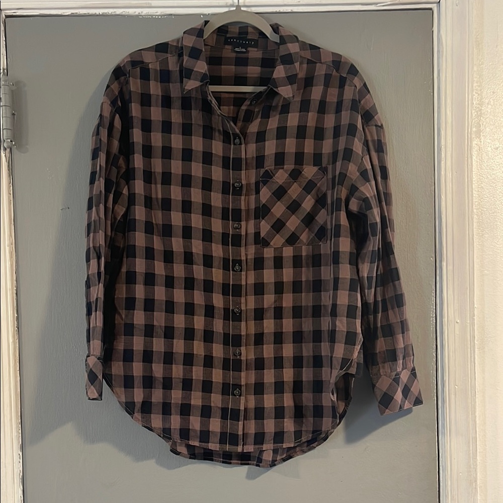 SANCTUARY WOMEN'S BOYFRIEND TUNIC‎ - MINK CHECK - Evereve Size S - Picture 2 of 7